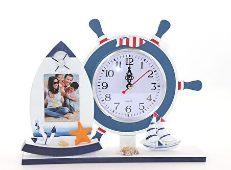 Ahşap Marin Dümenli Çerçeveli Saat Model 2 