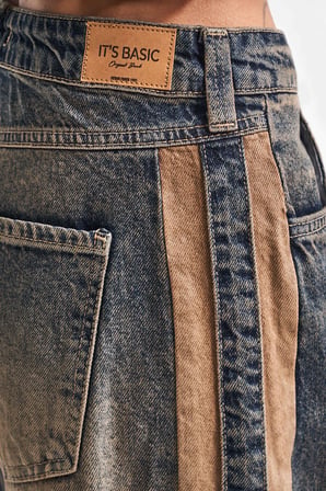 Kadın T.Kot Rengi 35w5-85 Straight Baggy Fit Bol Kesim Tasarım Denim Jean