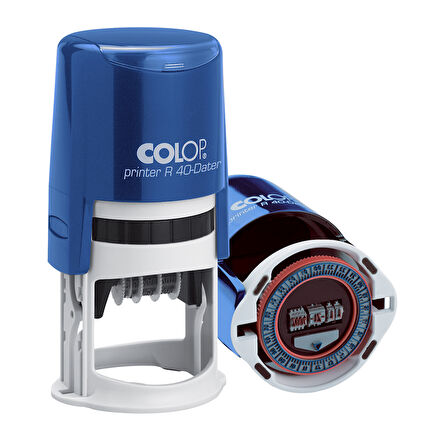 COLOP R40 TARİH KAŞE(EN) MAVİ KASA MAVİ/KIRMIZI KEÇE - 40MM