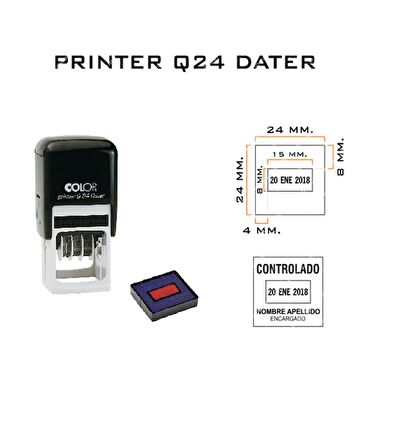 COLOP PRINTER Q24 TARİH KAŞE SİYAH KASA MAVİ/KIRMIZI KEÇE TÜRKÇE