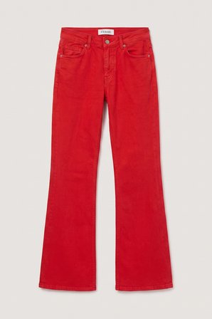 Kadın Kırmızı 6s6-19 Mid Rise Flare Fit Denim Jean