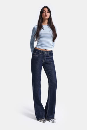 Kadın Selvedge 7w5-50 Mid Rise Flare Fit Denim Jean