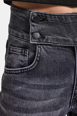 Kadın Füme 4s6-14 Palazzo Fit Kemer Detaylı Elastan Kumaş Denim Jean