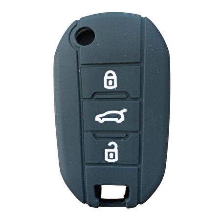 Peugeot 301 308 Sustalı Anahtar Uyumlu Silikon Oto Anahtar Kumanda Kabı Kılıf Siyah