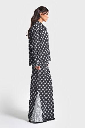 Kadın Antrasit 7w5-51 Oversize Özel Kumaş Tasarım Denim Ceket