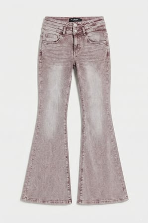 Kadın Taş Rengi 4s6-158 Flare Fit Esnek Kumaş Düşük Bel Denim Jean