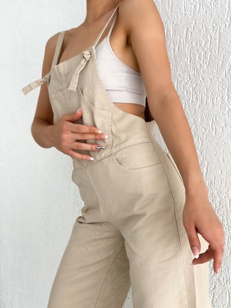 Denim Bahçıvan Salopet - BEJ - 40