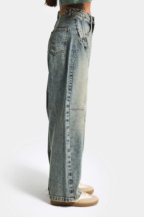 Kadın T.Kot Rengi 4w5-85 Barrel Fit Cep Detaylı %100 Koton Tasarım Denim Jean