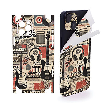 İphone 16 için full kaplama sticker çizilme önleme kılıfsız kullanım için MÜZİK