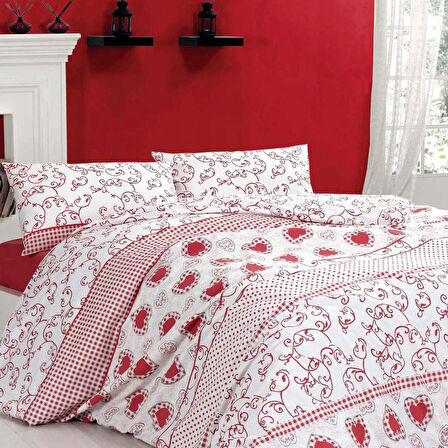 Menderes Home Cotton Collection Ranforce Tek Kişilik Nevresim Takımı Red Bonita Kırmızı