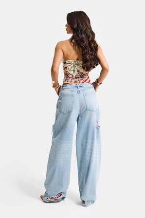 Kadın Kot Rengi 4s6-32 Straight Fit Kemer Detaylı Özel Tasarım Denim Jean
