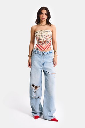 Kadın Kot Rengi 4s6-32 Straight Fit Kemer Detaylı Özel Tasarım Denim Jean