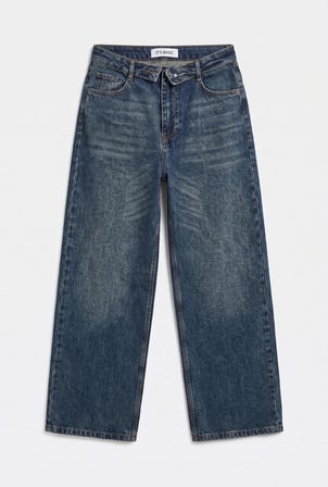Kadın Koyu Kot 2w6-8 Straight Fit Kemer Detaylı Denim Jean