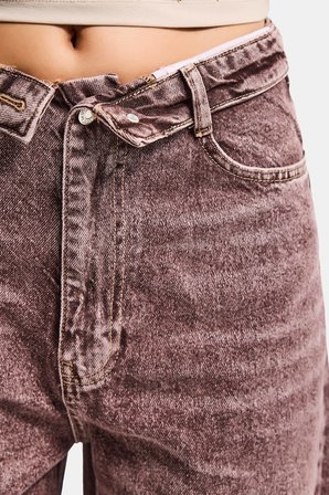 Kadın Koyu Kot 4s6-157 Straight Fit Kemer Detaylı Özel Tasarım Denim Jean