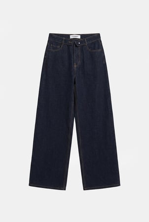 Kadın İndigo Selvedge 7w6-50 Straight Fit Kemer Detaylı Denim Jean