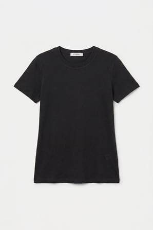 Kadın Siyah s6-1 Bisiklet Yaka Organik Koton T-Shirt