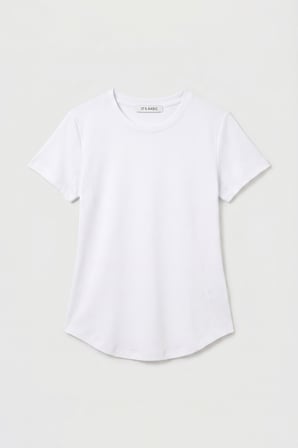 Kadın Beyaz s6-2 Bisiklet Yaka Organik Koton T-Shirt