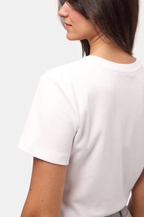 Kadın Beyaz s6-2 Bisiklet Yaka Organik Koton T-Shirt