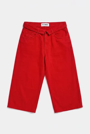 Kadın Kırmızı 6s6-19 Straight Fit Maxi Bermuda Denim Şort