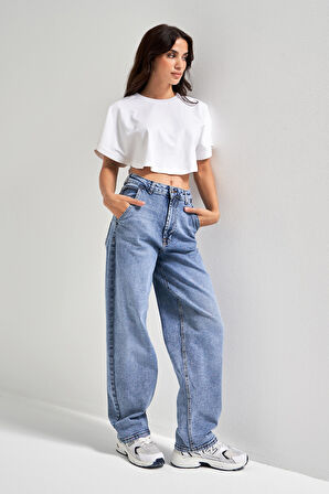 Kadın Snow Kot Rengi 4s6-27 Skater Fit Esnek Kumaş Denim Jean