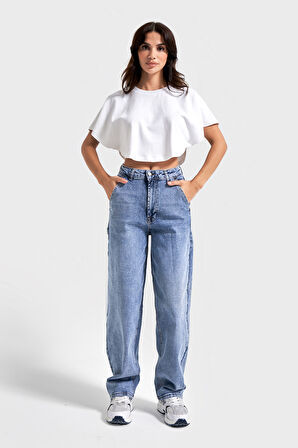 Kadın Snow Kot Rengi 4s6-27 Skater Fit Esnek Kumaş Denim Jean