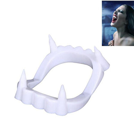 Beyaz Renk Çift Damak Takma Vampir Dişi 