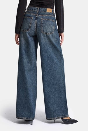 Kadın 2w6-8 Wide Leg Loose Fit Orta Bel Denim Jean