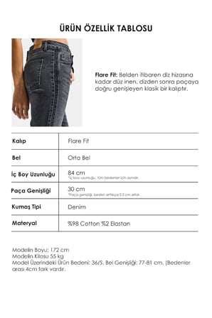 Kadın Koyu Füme T-2s6-1 Flare Fit Paçası Parlak Taşlı Özel Tasarım Denim Jean