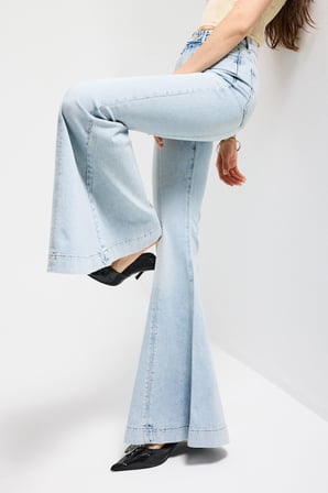 Kadın Kot Rengi 4s6-32 Flare Fit Elastan Denim Jean