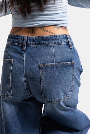 Kadın Koyu Kot 4s6-5 Mega Balon Fit %100 Koton T45 Denim Jean