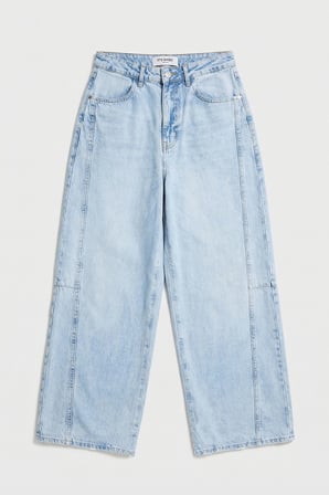 Kadın Ice Renk 4s6-3 Mega Baggy Fit Paça ve Cep Detaylı Özel Tasarım Denim Jean