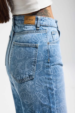 Kadın Kot Rengi 2s6-27 Straight Fit Yüksek Bel %100 Koton Tasarım Denim Jean