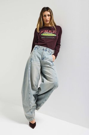 Kadın T.Kot Rengi 4s6-65 Süper Palazzo Fit Yandan Cepli Denim Jean
