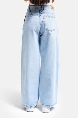 Kadın Ice Renk 4s6-3 Mega Baggy Fit Ön Arka Detay Tasarım Denim Jean