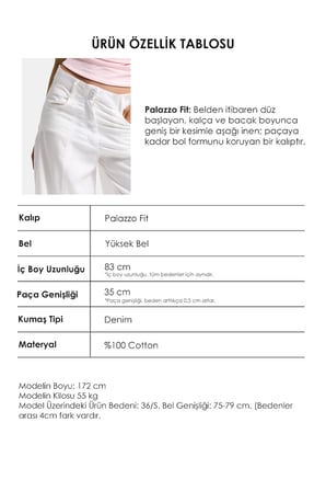 Kadın Kırık Beyaz 7s6-101 Palazzo Dantel Detaylı Özel Tasarım Pantolon