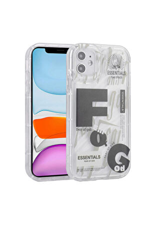 Apple iPhone 11 Uyumlu Renkli Airbag Çerçeveli Fear Of God Telefon Kılıfı Kapak