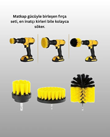 Matkap Uyumlu Temizlik Fırçası Seti 3’lü Çok Amaçlı