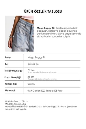 Kadın Gri Kot 2s6-89 Mega Baggy Çift Parça Önden Cepli Tasarım Denim Jean