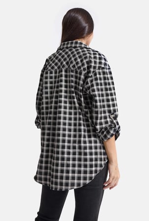 Kadın Ekose w6-67 Oversize Gömlek