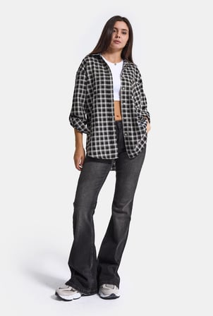 Kadın Ekose w6-67 Oversize Gömlek