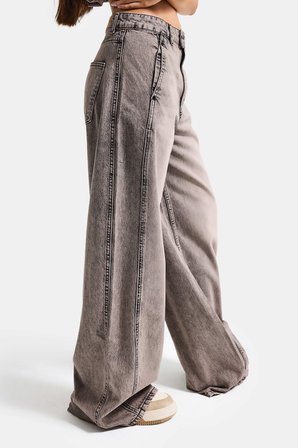 Kadın Koyu Kot 4s6-165 Barrel Yüksek Bel Fit Süper Bol Kesim Kemer Detaylı Tasarım Denim Jean
