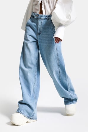 Kadın Ice 4s6-3 Barrel Yüksek Bel Fit Süper Bol Kesim Kemer Detaylı Tasarım Denim Jean