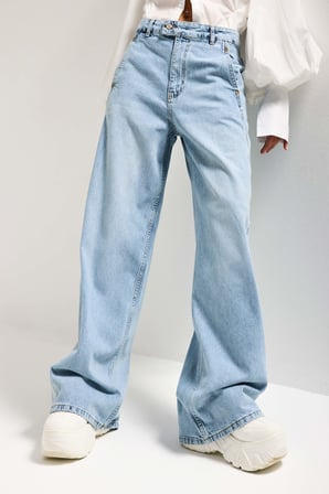 Kadın Ice 4s6-3 Barrel Yüksek Bel Fit Süper Bol Kesim Kemer Detaylı Tasarım Denim Jean