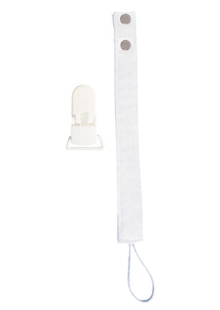 Pamuk Müslin Bebek Emzik Askısı - 1 Plastik Klips, Kolay Açılır Emzik Tutacağı / Zinciri | 2x25 cm
