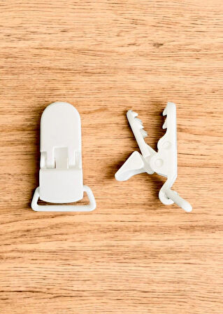 Pamuk Müslin Bebek Emzik Askısı - 1 Plastik Klips, Kolay Açılır Emzik Tutacağı / Zinciri | 2x25 cm