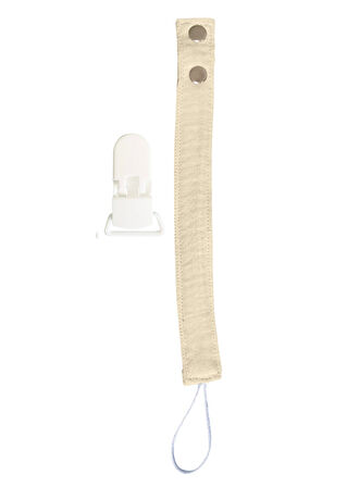 Pamuk Müslin Bebek Emzik Askısı - 1 Plastik Klips, Kolay Açılır Emzik Tutacağı / Zinciri | 2x25 cm