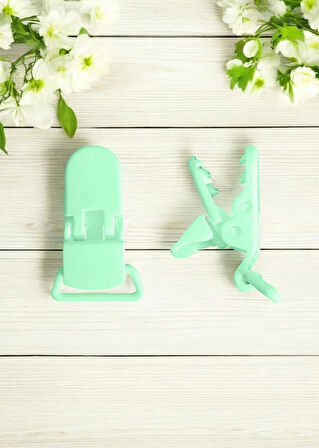 Pamuk Müslin Bebek Emzik Askısı - 1 Plastik Klips, Kolay Açılır Emzik Tutacağı / Zinciri | 2x25 cm