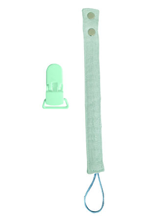 Pamuk Müslin Bebek Emzik Askısı - 1 Plastik Klips, Kolay Açılır Emzik Tutacağı / Zinciri | 2x25 cm