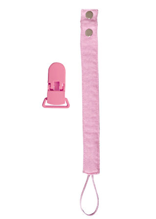 Pamuk Müslin Bebek Emzik Askısı - 1 Plastik Klips, Kolay Açılır Emzik Tutacağı / Zinciri | 2x25 cm