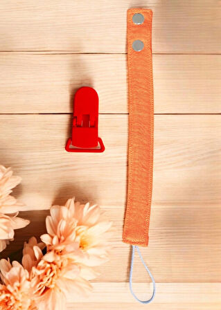Pamuk Müslin Bebek Emzik Askısı - 1 Plastik Klips, Kolay Açılır Emzik Tutacağı / Zinciri | 2x25 cm